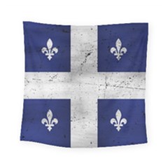 Flag Quebec Drapeau Grunge Fleur De Lys Blue And White Square Tapestry (small) by Quebec