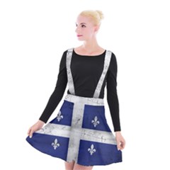 Flag Quebec Drapeau Grunge Fleur De Lys Blue And White Suspender Skater Skirt by Quebec