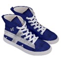 Flag Quebec Drapeau grunge fleur de lys blue and white Men s Hi-Top Skate Sneakers View3