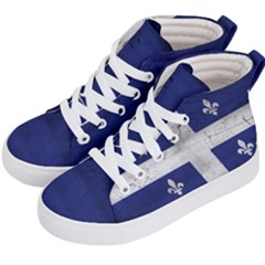 Flag Quebec Drapeau Grunge Fleur De Lys Blue And White Kids  Hi-top Skate Sneakers by Quebec