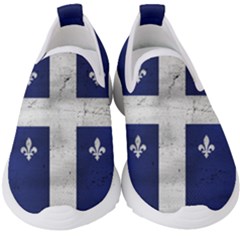 Flag Quebec Drapeau Grunge Fleur De Lys Blue And White Kids  Slip On Sneakers by Quebec