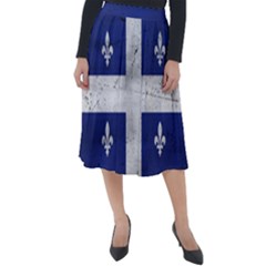 Flag Quebec Drapeau Grunge Fleur De Lys Blue And White Classic Velour Midi Skirt  by Quebec