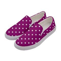 Polka Dots In Purple Women s Canvas Slip Ons by WensdaiAmbrose