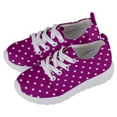 Polka Dots In Purple Kids  Lightweight Sports Shoes by WensdaiAmbrose