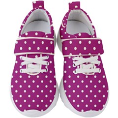 Polka Dots In Purple Kids  Velcro Strap Shoes by WensdaiAmbrose