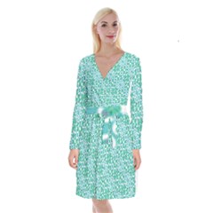 Colorful Abstract Print Pattern Long Sleeve Velvet Front Wrap Dress by dflcprintsclothing