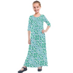 Colorful Abstract Print Pattern Kids  Quarter Sleeve Maxi Dress by dflcprintsclothing