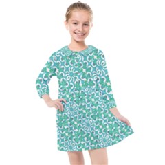 Colorful Abstract Print Pattern Kids  Quarter Sleeve Shirt Dress by dflcprintsclothing