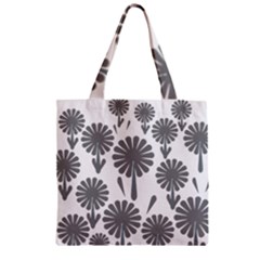 Zappwaits Flowers Black Zipper Grocery Tote Bag by zappwaits