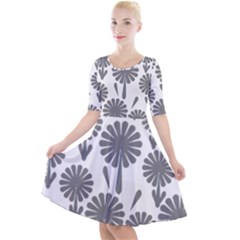 Zappwaits Flowers Black Quarter Sleeve A-line Dress by zappwaits