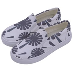 Zappwaits Flowers Black Kids  Canvas Slip Ons by zappwaits