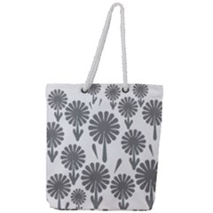 Zappwaits Flowers Black Full Print Rope Handle Tote (large) by zappwaits