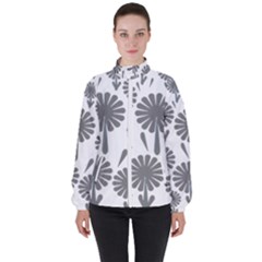 Zappwaits Flowers Black High Neck Windbreaker (women)