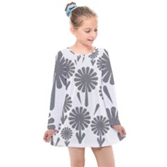 Zappwaits Flowers Black Kids  Long Sleeve Dress by zappwaits