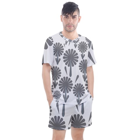 Zappwaits Flowers Black Men s Mesh Tee And Shorts Set by zappwaits