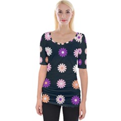 Daisy Deco Wide Neckline Tee