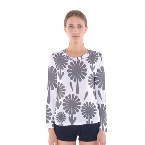 Zappwaits Flowers Black Women s Long Sleeve Tee by zappwaits