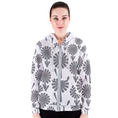 Zappwaits Flowers Black Women s Zipper Hoodie