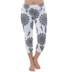 Zappwaits Flowers Black Capri Winter Leggings  by zappwaits