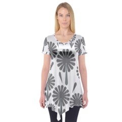 Zappwaits Flowers Black Short Sleeve Tunic 