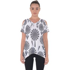 Zappwaits Flowers Black Cut Out Side Drop Tee by zappwaits