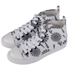 Zappwaits Flowers Black Women s Mid-top Canvas Sneakers by zappwaits