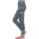 Florets in Grey Kids  Lightweight Velour Leggings View2