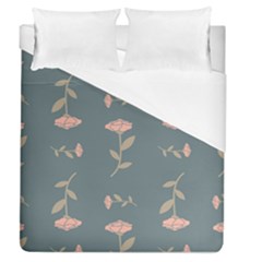 Florets In Grey Duvet Cover (queen Size) by WensdaiAmbrose