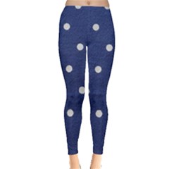 Navy Polka Dot Leggings  by WensdaiAmbrose