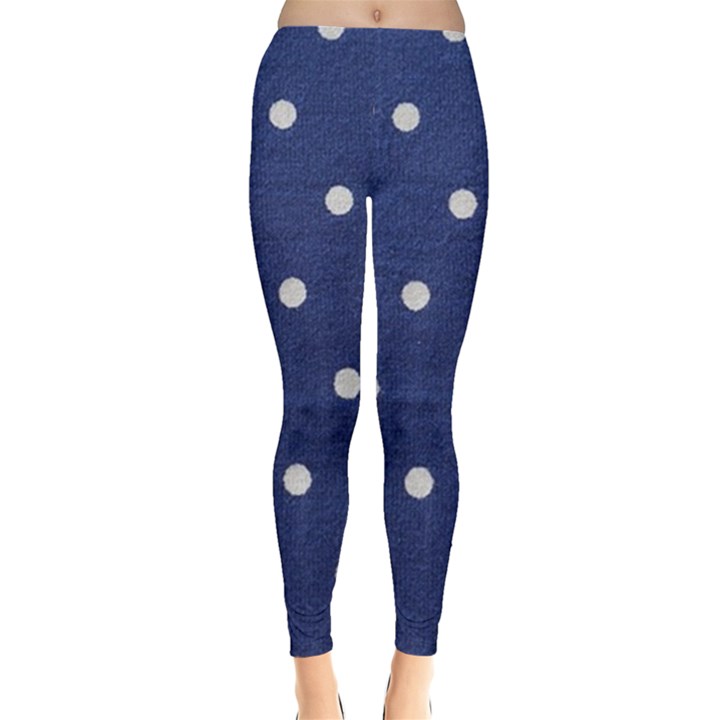 Navy Polka Dot Leggings 