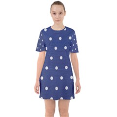 Navy Polka Dot Sixties Short Sleeve Mini Dress by WensdaiAmbrose