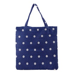 Navy Polka Dot Grocery Tote Bag by WensdaiAmbrose