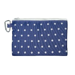 Navy Polka Dot Canvas Cosmetic Bag (large) by WensdaiAmbrose