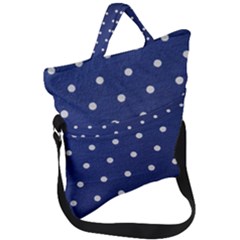 Navy Polka Dot Fold Over Handle Tote Bag by WensdaiAmbrose