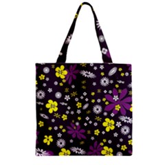 Buttercups & Violets Zipper Grocery Tote Bag by WensdaiAmbrose