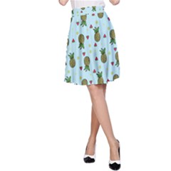 Pineapple Watermelon Fruit Lime A-line Skirt by Mariart