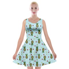 Pineapple Watermelon Fruit Lime Velvet Skater Dress by Mariart