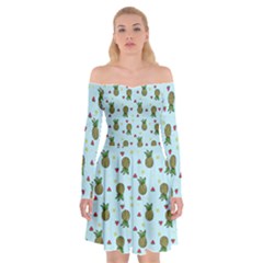 Pineapple Watermelon Fruit Lime Off Shoulder Skater Dress by Mariart