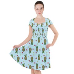 Pineapple Watermelon Fruit Lime Cap Sleeve Midi Dress by Mariart