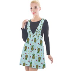 Pineapple Watermelon Fruit Lime Plunge Pinafore Velour Dress