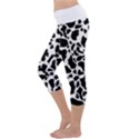 Black On White Cow Skin Capri Yoga Leggings View2