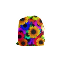 Sunflower Colorful Drawstring Pouch (small) by Mariart