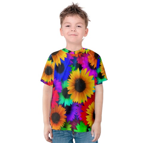 Sunflower Colorful Kids  Cotton Tee by Mariart