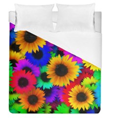 Sunflower Colorful Duvet Cover (queen Size) by Mariart