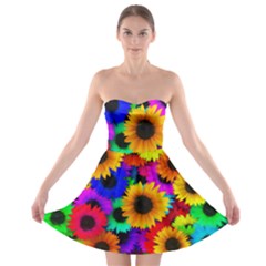 Sunflower Colorful Strapless Bra Top Dress by Mariart