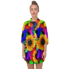 Sunflower Colorful Half Sleeve Chiffon Kimono