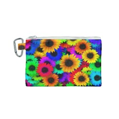 Sunflower Colorful Canvas Cosmetic Bag (small) by Mariart