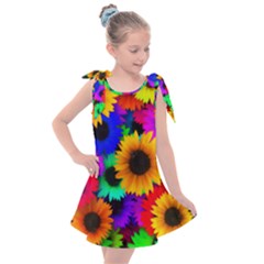 Sunflower Colorful Kids  Tie Up Tunic Dress by Mariart