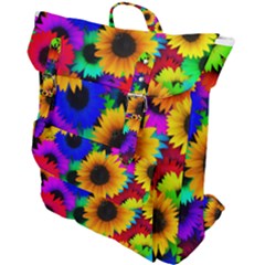 Sunflower Colorful Buckle Up Backpack by Mariart