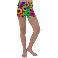 Sunflower Colorful Kids  Lightweight Velour Yoga Shorts